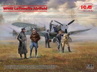 ICM 1:48 WWII Luftwaffe Airfield BF109F4HS126B1 PIlots Grd Crew 7 fig