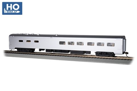 Bachmann Painted Unlettered Aluminum 85ft Dining Car, Lit Int. HO