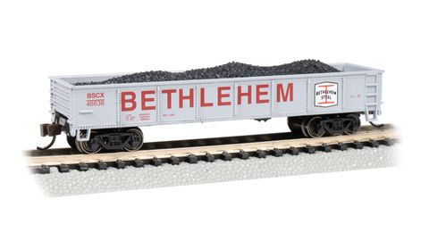 Bachmann Bethlehem Steel #46636 40ft Gondola with Load. Gray. N Scale