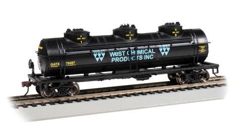 Bachmann West Chemical Products Inc #70487 40ft 3 Dome Tank Car. HO