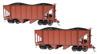 Bachmann 2-Bay Steel Hoppers 2/box Painted Oxide Red Unlettered. On30