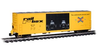 Bachmann Railbox #32113 53ft Evans Box Car w/Flashing EOT, G Scale