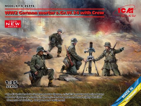 ICM 1:35 WW2 German Mortar GrW 34 w/Crew