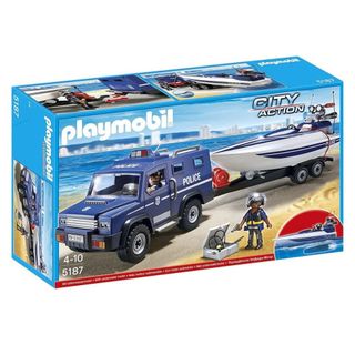 Playmobil Police Truck with Speedboat