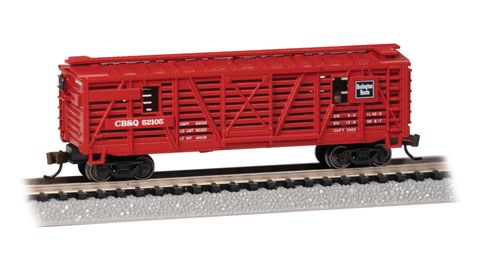 Bachmann CB & Q #52105 40ft Animated Stock Car with Cattle. N Scale