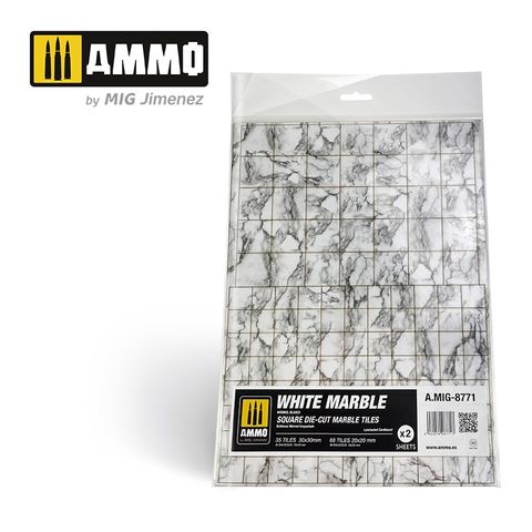 Ammo White Marble. Square Die-cut Marble Tiles (2)