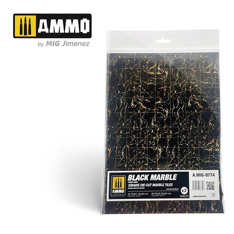 Ammo Black Marble. Square Die-cut Marble Tiles (2)