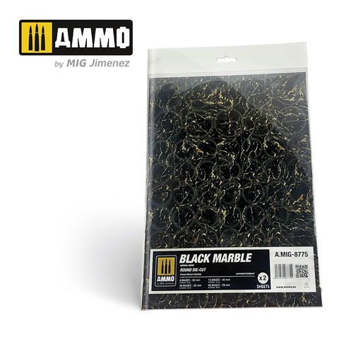 Ammo Black Marble. Round Die-cut for Bases for Wargames (2)