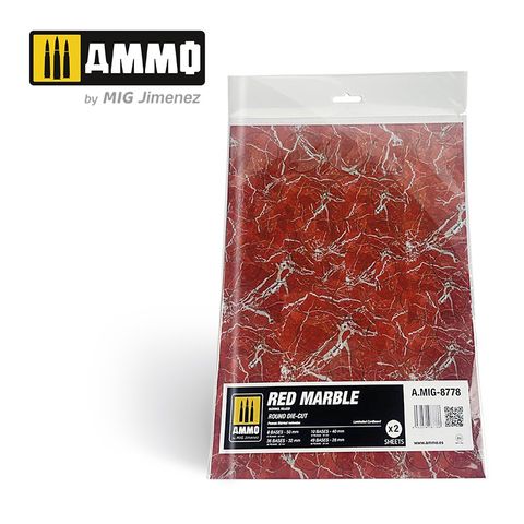 Ammo Red Marble. Round Die-cut for Bases for Wargames (2)