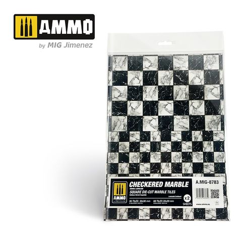 Ammo Checkered Marble. Square Die-cut Marble Tiles (2)