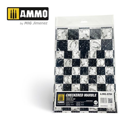Ammo Checkered Marble. Round Die-cut for Bases for Wargames (2)