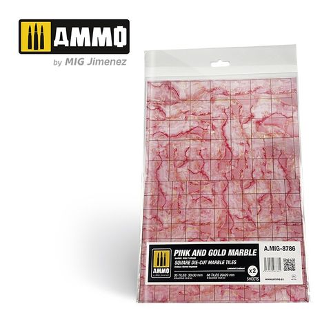 Ammo Pink and Gold Marble. Square Die-cut Marble Tiles (2)