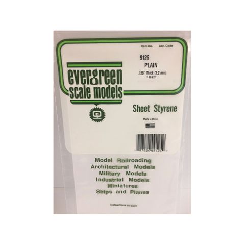 Evergreen Styr Sheet 6X12 Wht 3.2mm 1 Sht