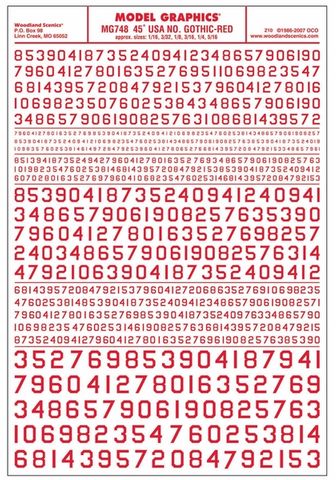 Woodland Scenics 45°Usa Gothic Numbers Red Dt