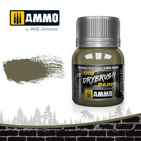 Ammo Drybrush Medium Olive Green40ml