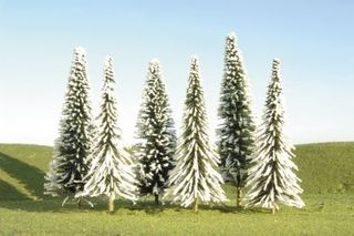 Bachmann 5"-6" Pine Trees With Snow, 6 pcs per pack