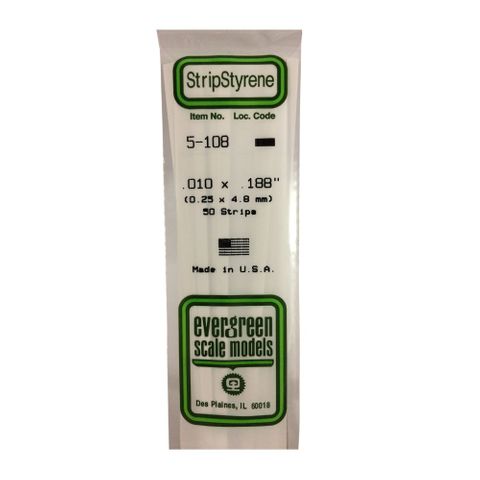 Evergreen Styrene Strips .010 X .188 In-10