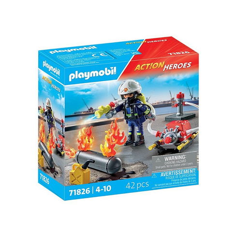 Playmobil Firefighter With Water Pump.