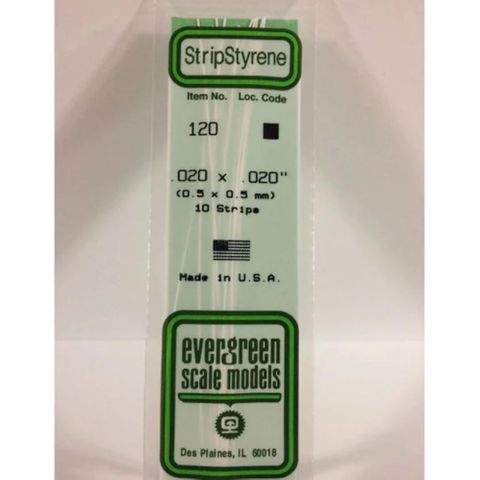 Evergreen Styrene Strips .020 X .020 In-10