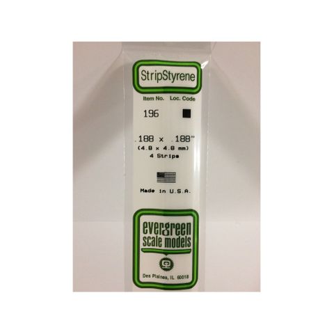 Evergreen Styrene Strips .188 X .188 In-4