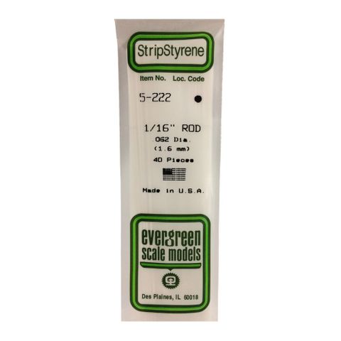 Evergreen Plastic Rod .062 (1/16) In (8)