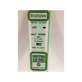 Evergreen Plastic Half Rnd .040(1.0 Mm) (5)