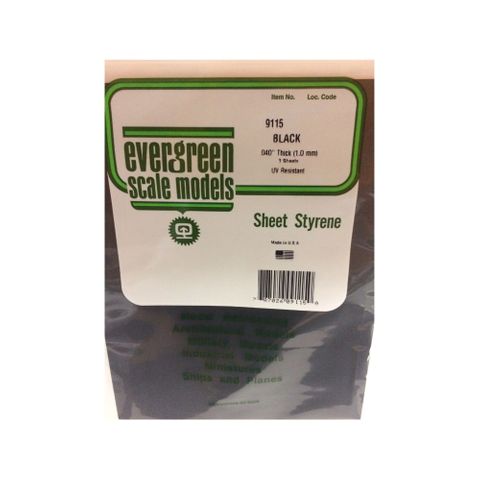 Evergreen Styr Sheets 8X21 1.0mm (3) Black