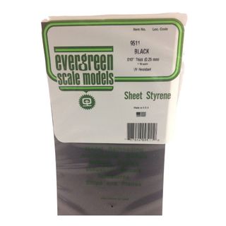 Evergreen Styr Sheets 6X12 Blk .25Mm Thk (4)