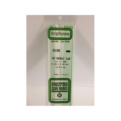 Evergreen Styrene Strips Ho 1 X 8 (10)