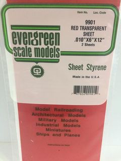 Evergreen Styr Sheets 6X12 Red .010 (2)