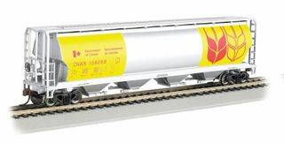 Bachmann Govt.Of Canada 4-Bay Cylindrical Grain Hopper. Yellow. HO