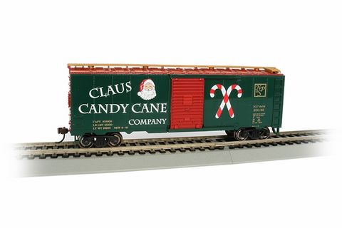 Bachmann NP & S Claus Candy Cane Co #20142 40ft Steel Boxcar. HO Scale
