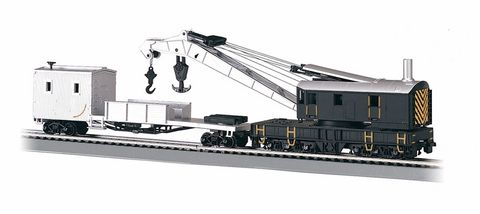 Bachmann Painted & Unlettered 250 Ton Steam Crane & Boom Tender. HO