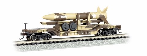 Bachmann 52ft Centre Depressed Flat CarDesert Military w/Missile,  N