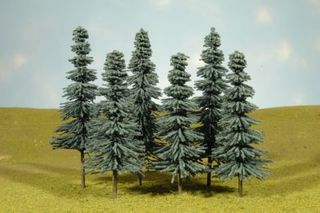 Bachmann Scenescapes 5"-6" Blue Spruce Trees, 6/pack. HO Scale