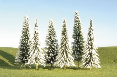 Bachmann 4"-6" Pine Trees W/Snow, Bulk pack 24 pcs. HO Scale