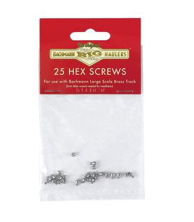 Bachmann Stainless Steel Hex Screws, 25pcs, Brass Track, G Scale