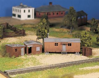 Bachmann Hobo Jungle, Two Shacks, Boxcar, Outhouse, O Scale