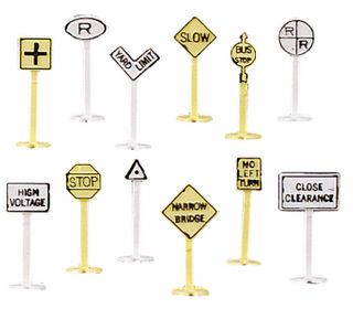 Bachmann Railroad & Street Signs (24 pcs), N Scale