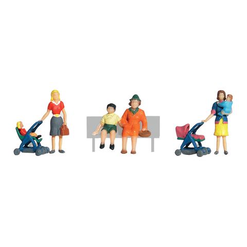 Woodland Scenic Moms & Kids, 6 Figures,HO Scale