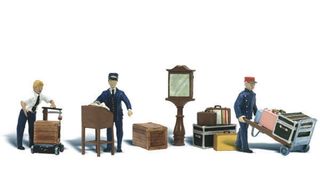Woodland Scenics Depot Workers, 3 Figures & Accessories, HO Scale