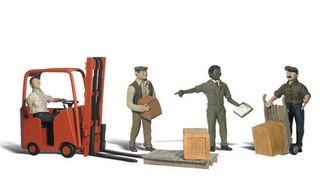 Woodland Scenics Workers W/Forklift, 4 Figures Plus Equipment, HO