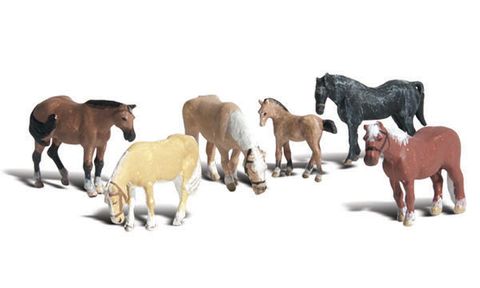 Woodland Scenics Farm Horses, 6 Figures,HO Scale