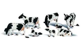 Woodland Scenics Holstein Cows, 7 Figures, HO Scale