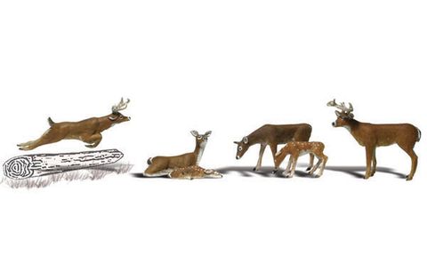 Woodland Scenics Deer, 6 Figures, HO Scale