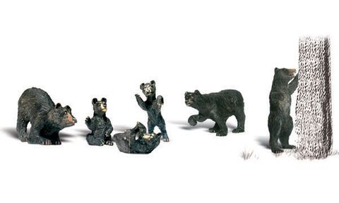 Woodland Scenics Black Bears, 6 Figures,HO Scale