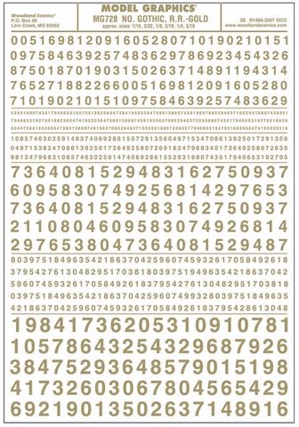 Woodland Scenics Numbers Gothic Rr GoldDt