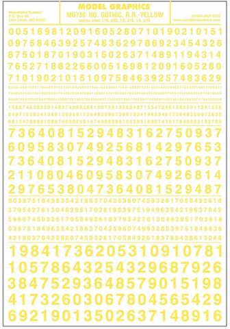 Woodland Scenics Numbers Gothic Rr Yellow Dt