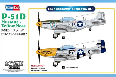 Hobbyboss 1:48 P-51D Mustang Yellow Nose