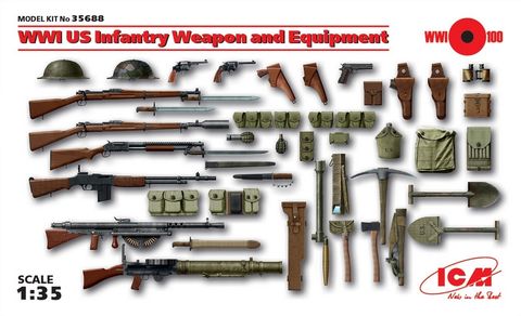 ICM 1:35 Wwi Us Infantry Weapon&Equip.